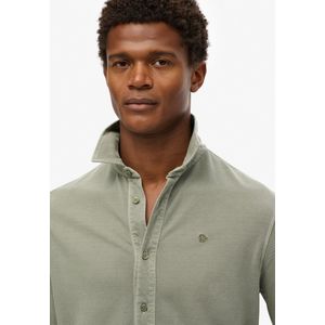 Superdry - Vintage Destroy Pique Long Sleeve Shirt - Katoen - Blauw