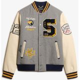 Superdry - College Patched Bomber Jacket - Zwart - Imitatieleren Mouwen