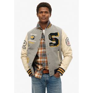 Superdry - College Patched Bomber Jacket - Zwart - Imitatieleren Mouwen