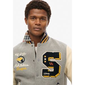 Superdry - College Patched Bomber Jacket - Zwart - Imitatieleren Mouwen