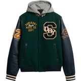 Superdry - Hooded College Patched Bomberjack - Groen - Lichte Gewatteerde Voering