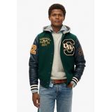 Superdry - Hooded College Patched Bomberjack - Groen - Lichte Gewatteerde Voering