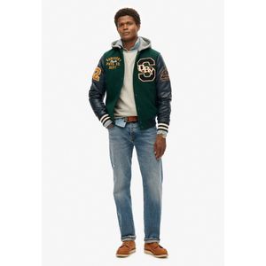 Superdry - Hooded College Patched Bomberjack - Groen - Lichte Gewatteerde Voering