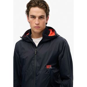 Superdry - Logo Windbreaker Jas - Zwart - Lichtgewicht - Capuchon
