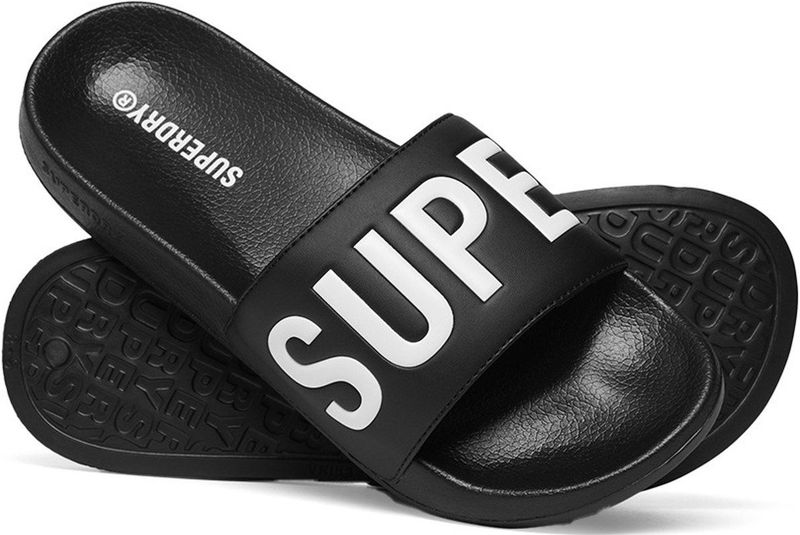 Superdry - Core Graphic - Badslippers - Zwart - Gevoerde Voetband