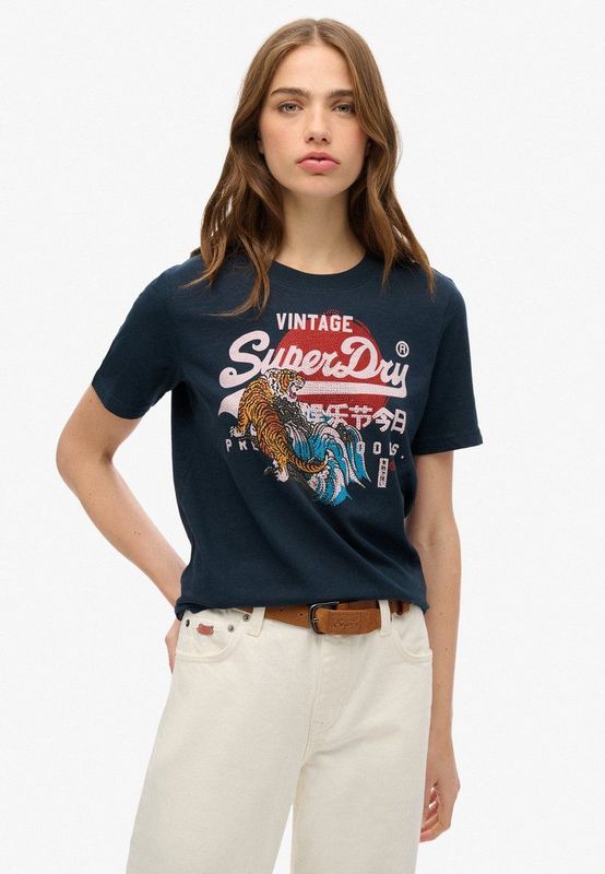 Superdry - Tokyo - T-shirt - Dames - Vintage Logo - Relaxte Pasvorm