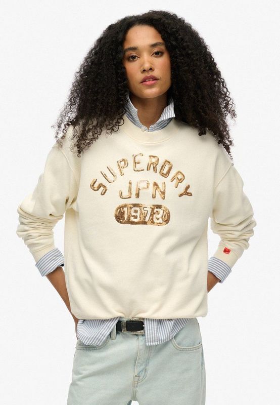 Varsity Loose Crew Sweatshirt - Grijs - 100% Katoen