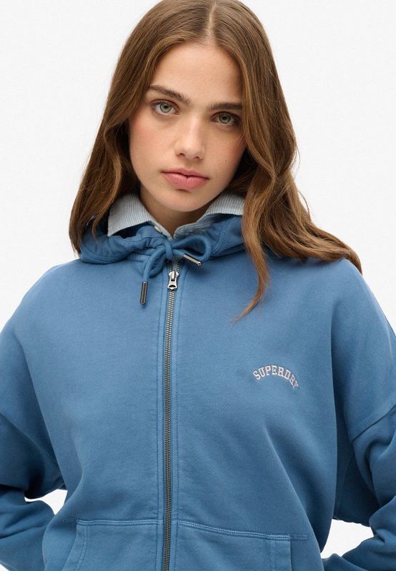 Superdry - Essential Logo - Sweatshirt - Met Halve Rits - Oversized Pasvorm