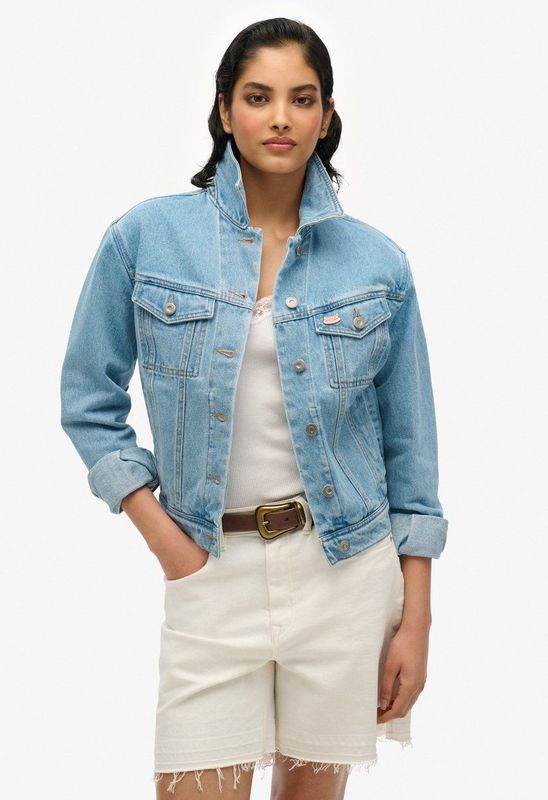 Superdry - Embellished Denim Jacket - Blauw - Denim