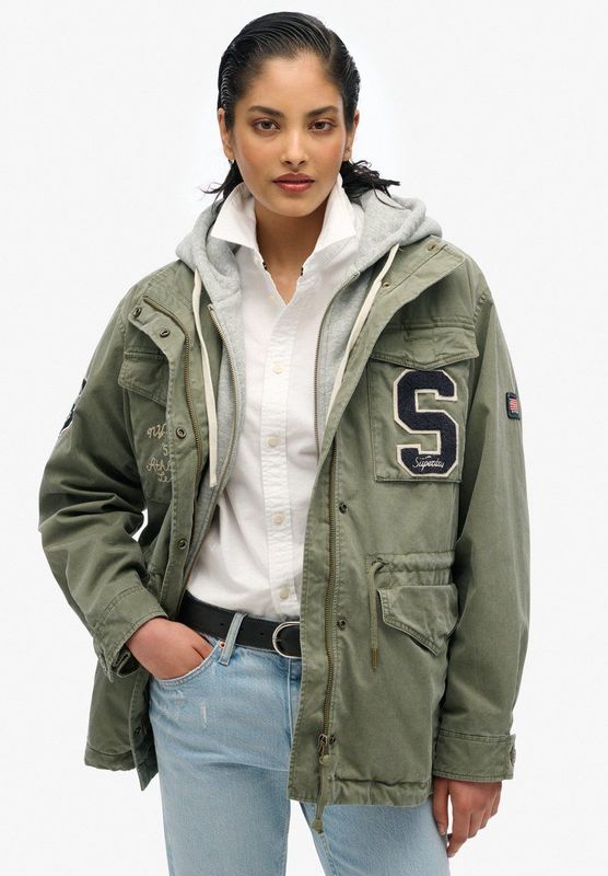 Superdry - Military Jas - Dames - Jersey - Capuchon - Borduursel