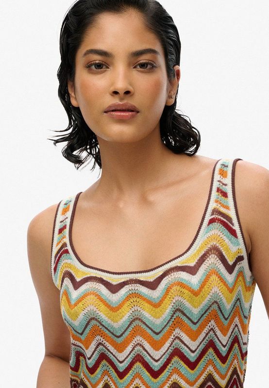 Superdry - Zigzag - Korte Jurk - Slim Fit - Geribbelde Details