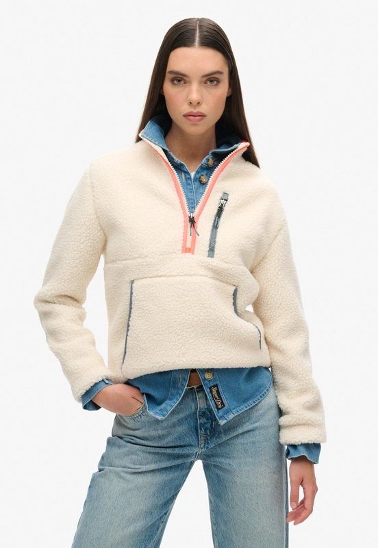 Superdry - Outdoor Half Zip Fleece - Ecru - Dames Trui