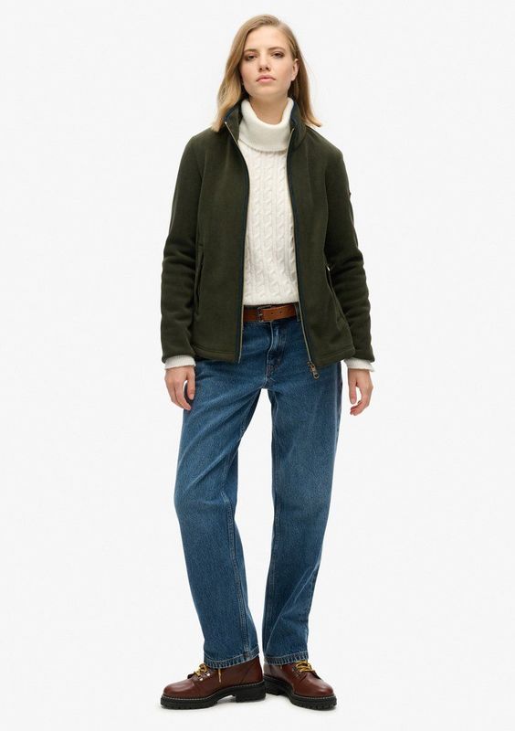 Superdry - Estate Full Zip Fleece - Groen - Casual - Gerecycled Polyester - Duurzaam