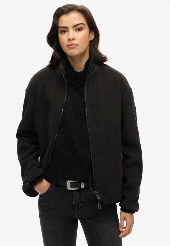 Superdry - Active Fleecejack - Zwart - Volledige Rits - Gerecycled Polyester - Duurzaam