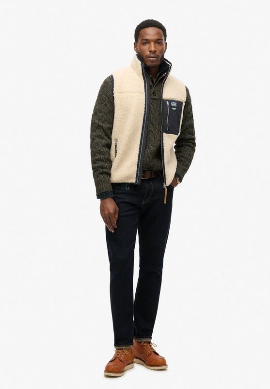 Superdry Bodywarmer Vintage Retro Fleece Beige heren