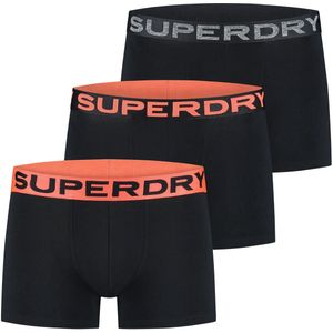 Superdry boxershorts 3-pack zwart effen katoen slim fit