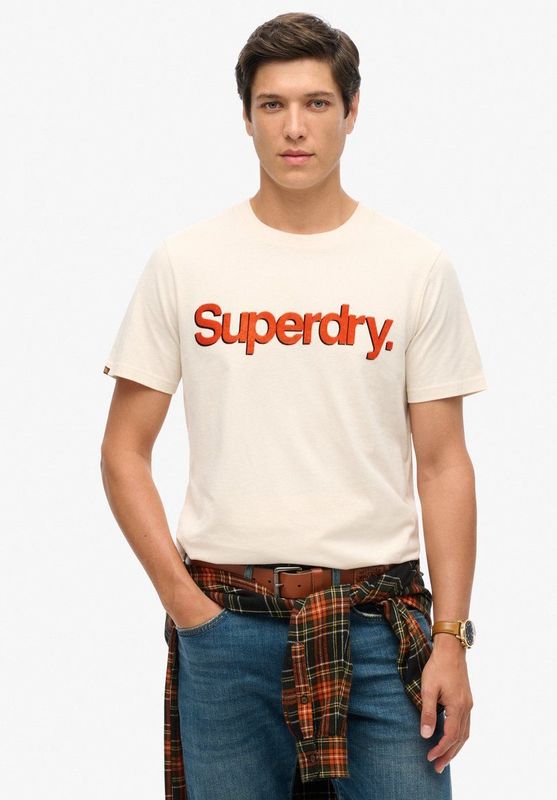 Superdry - T-shirt - Oatmeal Beige - 100% Organisch Katoen