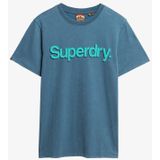 Superdry - Casual T-shirt - Blauw - 100% Organisch Katoen