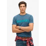 Superdry - Casual T-shirt - Blauw - 100% Organisch Katoen