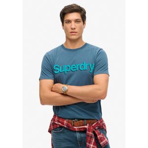 Superdry - Casual T-shirt - Blauw - 100% Organisch Katoen