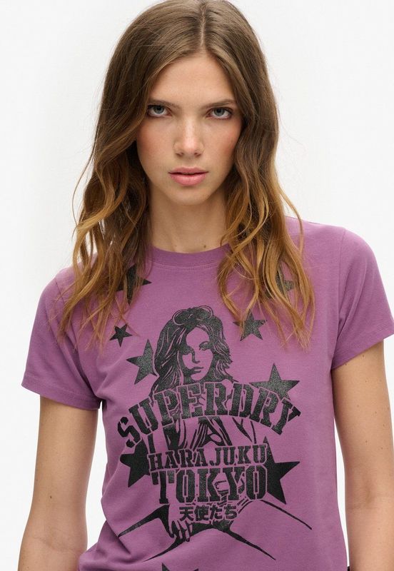 Superdry - Pop Archive Super - T-shirt - Dames - Slim Fit