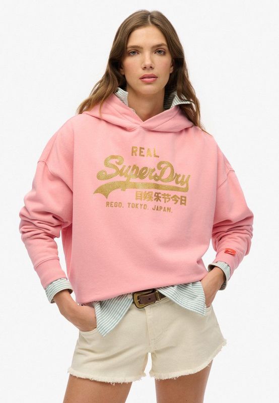 Superdry - Vintage Logo Rhinestone Hoodie - Relaxte Pasvorm