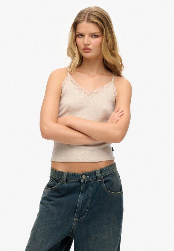 Superdry - Essential - Korte Top - V-hals - Met Kanten Rand