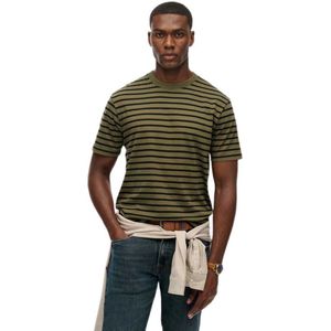 Superdry - Merchant Stripe Tee - T-shirt - Olijf Groen - Regular Fit