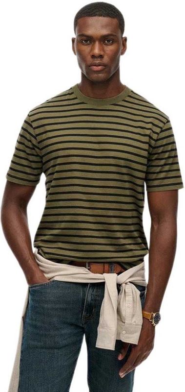 Superdry - Merchant Stripe Tee - T-shirt - Olijf Groen - Regular Fit