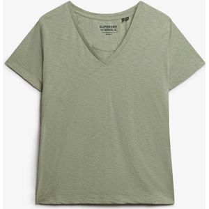 Superdry - Slub Emb - Dames T-shirt - V-hals - Ontspannen Pasvorm
