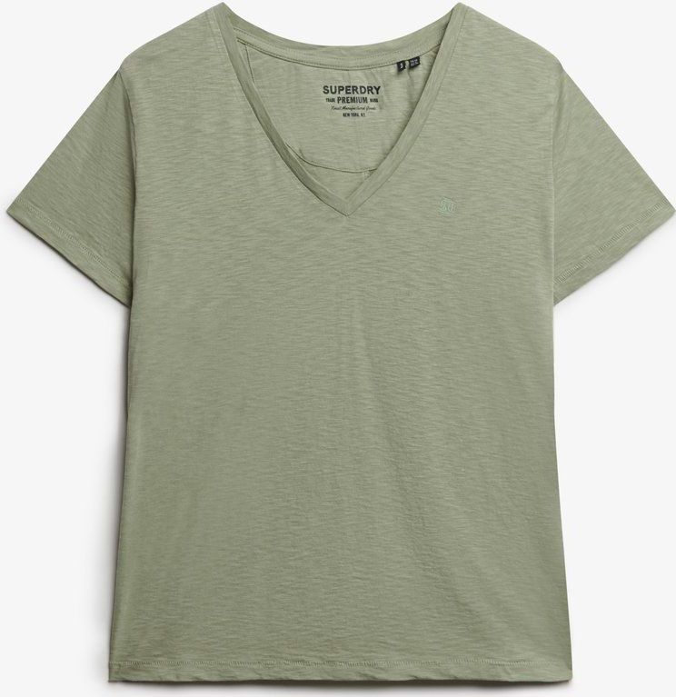 Superdry - Slub Emb - Dames T-shirt - V-hals - Ontspannen Pasvorm