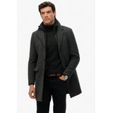 Superdry - Tussenjas - Donkergrijs - Klassieke Mantel - Knoopsluiting