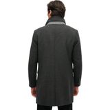 Superdry - Tussenjas - Donkergrijs - Klassieke Mantel - Knoopsluiting