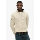 Superdry - Jacob Cable Knit - Trui - Ecru - Half Zip