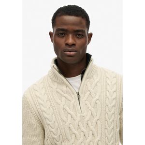Superdry - Jacob Cable Knit - Trui - Ecru - Half Zip