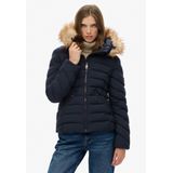 Superdry - Fuji Faux Fur - Gewatteerd Donsjack - Zwart - Dames