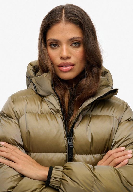 Superdry - Hooded Luxe Sports Puffer - Winterjas - Zwart