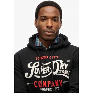 Superdry - Perfect Fit Script Hoodie - Zwart - Katoen