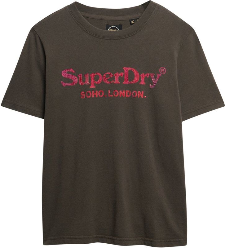 Superdry - Venue Metallic - T-Shirt - Zwart - 100% Katoen