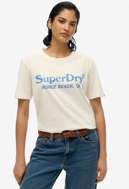 Superdry - Venue Metallic - T-Shirt - Zwart - 100% Katoen