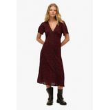 Superdry - Print Button Tea - Midi-jurk - A-lijn - Korte Mouwen
