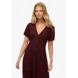Superdry - Print Button Tea - Midi-jurk - A-lijn - Korte Mouwen
