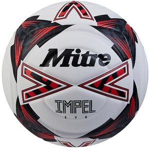 Mitre Unisex-Adult Impel Evo 24 Voetbal, Wit/Zwart/Bib Rood, 3