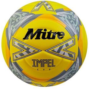 Mitre Unisex-Volwassen Impel Evo 24 Voetbal, Fluo Geel/Zwart/Rond Grijs, 5
