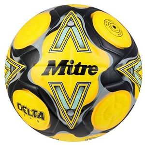 Mitre Unisex-Adult Delta Evo 24 Voetbal, Fluo Geel/Zwart/Rond Grijs, 5