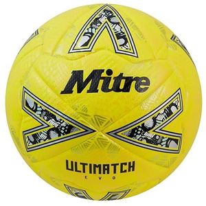 Mitre Unisex-Adult Ultimatch Evo 24 Voetbal, Fluo Geel/Schijnwerper Geel/Gritty Gold, 3