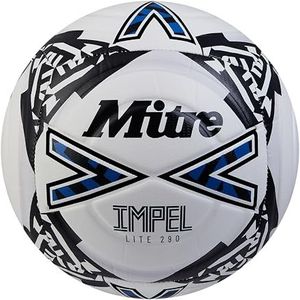 Mitre Unisex-Volwassen Impel Lite 290 24 Voetbal, Wit/Zwart/Botn Blauw, 4