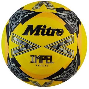 Mitre Unisex-Volwassen Impel Futsal 24 Voetbal, Fluo Geel/Zwart/Rond Grijs, 3