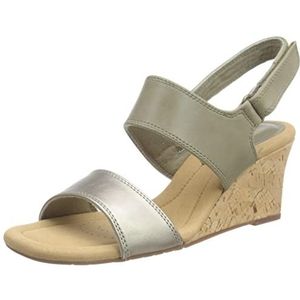 Clarks Kyarra Faye Damessandalen met sleehak, Olijf Leder, 41.5 EU