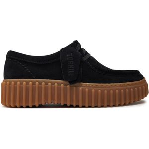Clarks - 26172044 Torhill Bee - Leren Schoenen - Zwart - Suède - Veters